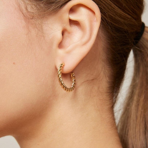 Gold Twisted Hoops ✨NWOT✨ - Picture 2 of 4